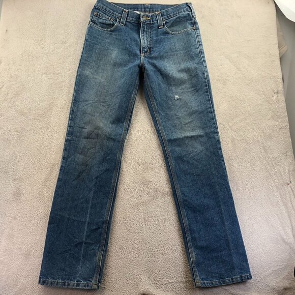 Carhartt Mens Work Jeans Size 30x32 Blue Denim Straight Leg Traditional Fit - Picture 12 of 13